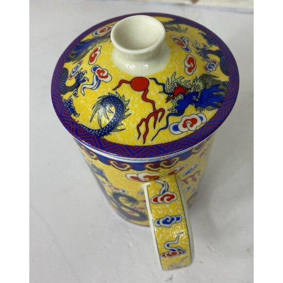 Chinese Hand Painted Vintage Tea Brewing Mug 3 Piece Set 5x3” - Picture 8 of 16